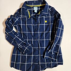Baby Gap Navy Blue Checkered Kids Shirt Size: 5